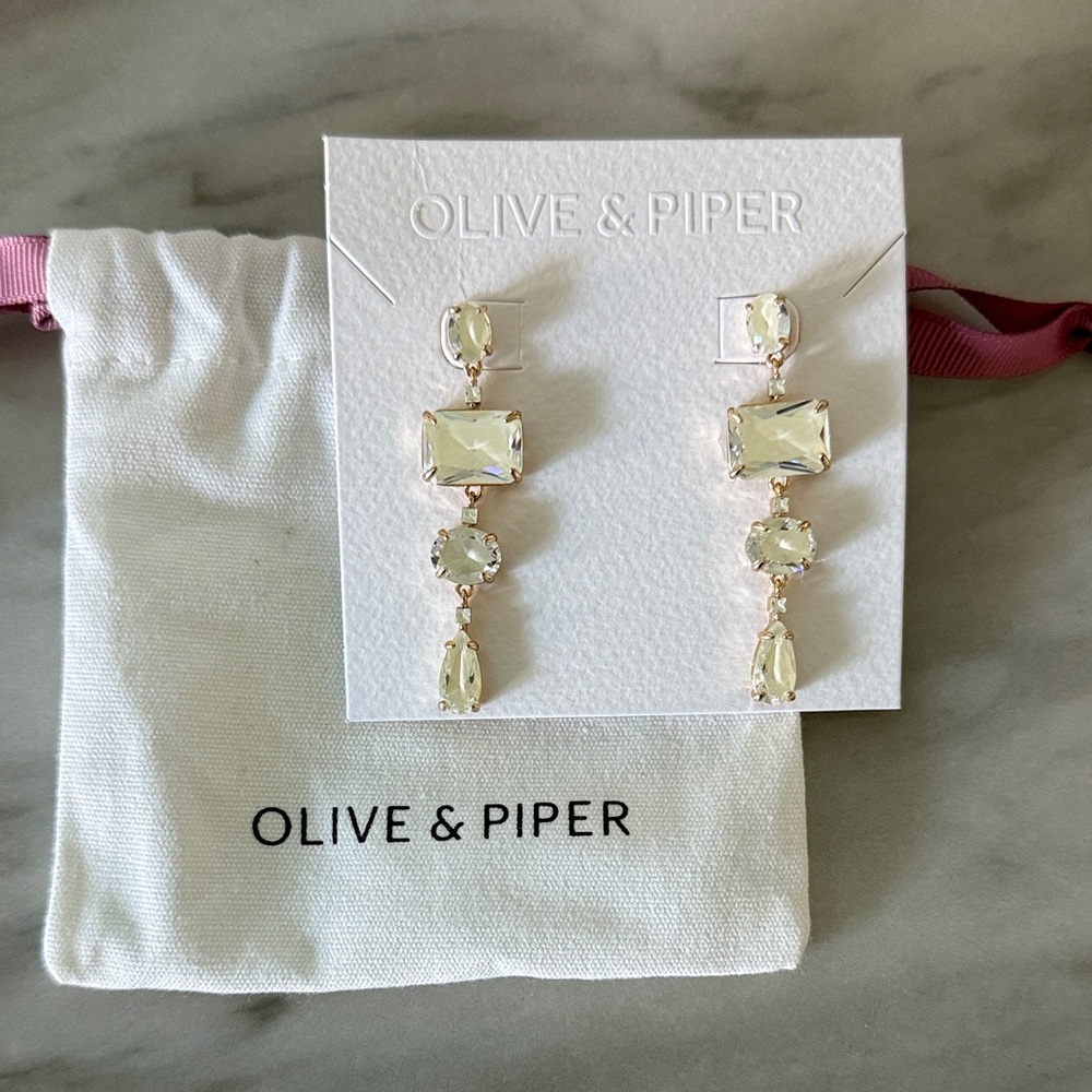 Olive & Piper Gold and Crystal Drop Earrings